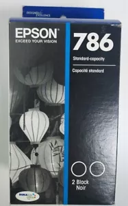 GENUINE Epson 786 2 Pack Black Ink Cartridges New & Sealed 08/ 2021 - Picture 1 of 4