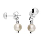 Back to Front Freshwater Pearl Drop Stud Earrings Solid Sterling Silver 925