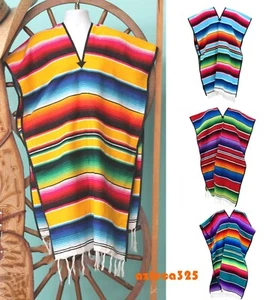 Mexikanischer Poncho Serape Sarape Pancho Erwachsenengröße in vielen Farben - Bild 1 von 17