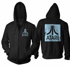 Adult Black Video Game Console Atari Square Logo Back &amp; Chest Zip Up Hoodie