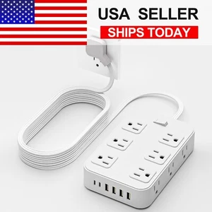 12-Outlet Surge Protector, 6 USB (4A+2C), Wall Mount for Home/Office/Travel - Picture 1 of 14