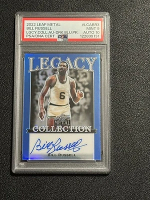 BILL RUSSELL 2022 HOJA LEGADO EN TARJETA AUTOMÁTICA PSA 10 AZUL PRISMÁTICO 2/5 PSA COMO NUEVO 9 Foto 1 de 2