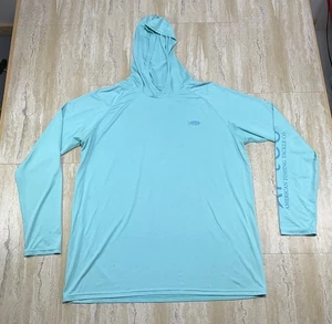 AFTCO American Fishing Tackle Co Size XXL Long Sleeve Blue Hooded Sun Shirt  - Picture 1 of 14