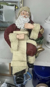 Vintage Fabric Mache Sitting Santa Stocking Holder Christmas Windsor Collection - Picture 1 of 5