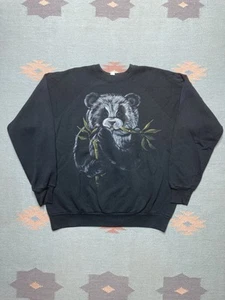 Vintage 80s crewneck sweatshirt Panda bear airbrush custom animal tee tultex XL - Picture 1 of 5