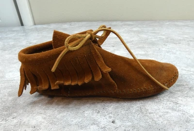 Zapato Minnetonka Para Hombre 8 Marrón Flecos Mocasín Boho Hippy Foto 1 de 4