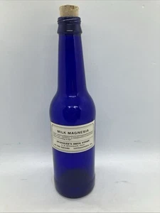 Cobalt Blue Bottle Milk Of Magnesia Spangler’s Drug Store Littlestown PA - Picture 1 of 4