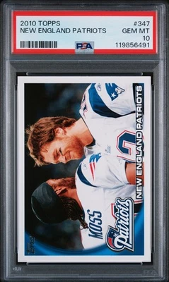 New England Patriots Randy Moss Tom Brady 2010 Topps PSA 10 #347 Foto 1 de 2