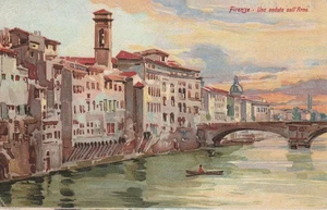 AK Firenze. Una veduta sull'Arno. Gelaufen 1917 - Bild 1 von 2