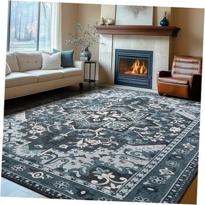  Alfombras de área 8x10 lavables a máquina, alfombra azul marino oscuro para sala de estar,  Foto 1 de 4