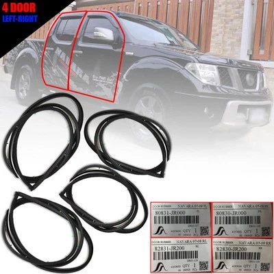 Rubber Weatherstrip Door Seal Front Rear For Nissan Frontier Navara D40 2005-13 - Imagem 1 de 4