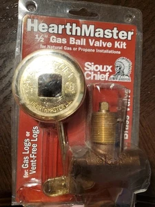 Sioux Chief Hearth Master 1/2 Gas Ball Valve Kit, Brass Valve - Picture 1 of 5