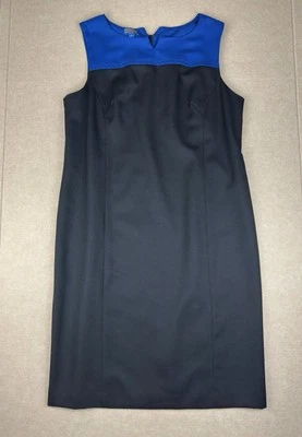 Pendleton Dress Women's Size 18 Black Blue Virgin Wool Sleeveless Back Zip USA - Image 1 of 4