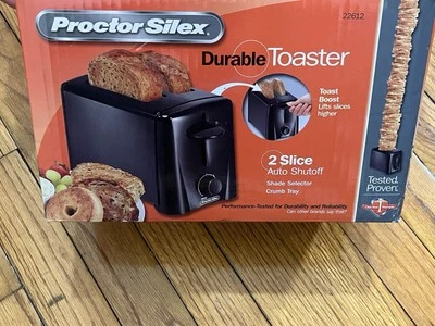 Proctor Silex Durable Black 2 Slice Toaster Auto Shut Off 22612 New in Box - Image 1 of 4