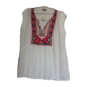 Lucky Brand Lightweight Tunic Top Women's Size 1X Off White Short Sleeve Nwt - Picture 1 of 8
