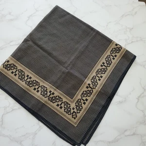 Bufanda Cuadrada Vintage Negro Beige Lunares Borde Pixel 26x25" Reversible Años 90 Retro - Imagen 1 de 8