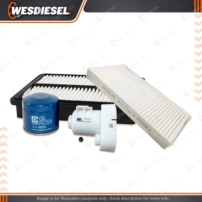 Wesfil Oil Air Fuel Cabin Filter Service Kit fits Hyundai Tucson JM 197x120x20mm - image 1 of 2