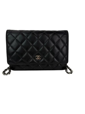 Chanel Black Quilted Smooth Lambskin Wallet on a Chain Clutch Bag Ebay Live - Image 1 of 4