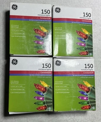 GE Constant ON 150- Count Multi Color Mini Christmas Lights - 4 BOX LOT! - Image 1 of 4