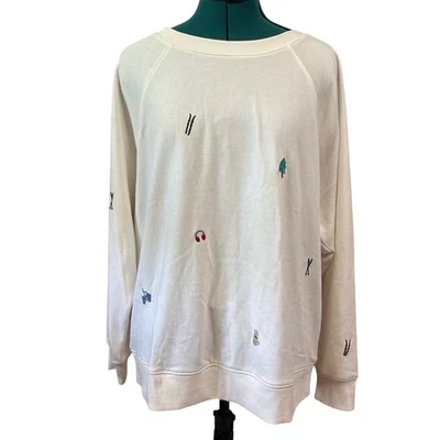 Sudadera de esquí Lou & Grey para mujer L blanco roto cuello redondo vacaciones bordada acogedora Foto 1 de 4