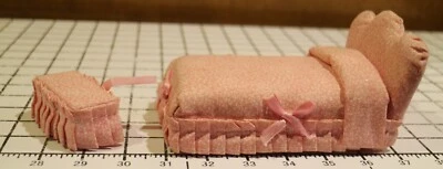 1:12复古手工娃娃屋微型卧室家具床奥斯曼 — 第 1/4 张图片