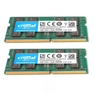 New Crucial 32GB (2X16GB) DDR4 3200MHz PC4-25600 SODIMM Memory Ram CT16G4SFD832A - Image 1 of 4