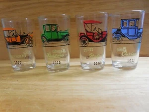 Set of 4 Vintage Hazel Atlas 3 3/4" " Antique Car" Swanky Swigs - - Picture 1 of 11