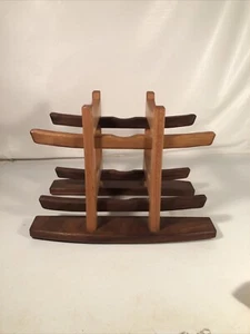 HandMade MidCentury Style Solid Wood Maple Walnut Wine Rack 6 Bottle Display USA - Picture 1 of 12