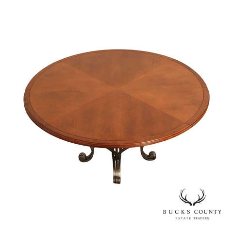 Italian Style Round Wood Top Iron Base Dining Table Cover