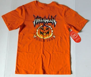 Boys Girls Halloween T Shirt XXL 18 Orange Halloween World Tour - Picture 1 of 7