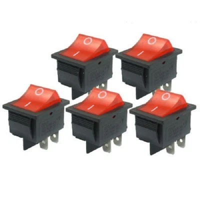 rocker switch x 1, AC 6A/250V 10A/125V Red Light 3 Pin ON-OFF SPST Snap in