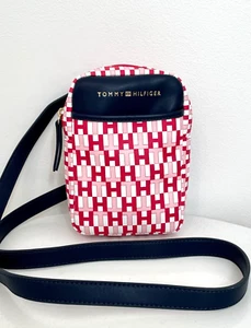 NUEVO Tommy Hilfiger Pequeño Bandolera Rojo Rosa Azul Marino Bolso de Mano Teléfono Mini Cartera Nuevo con Etiquetas - Imagen 1 de 4