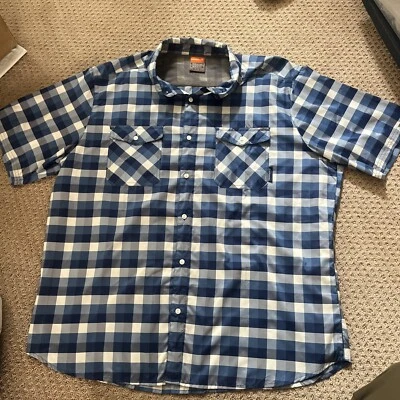 Merrell | Men’s Blue White Plaid Check SS Opti-Wick UPF 30+ Shirt | XXL 2XL TTG - Image 1 of 4