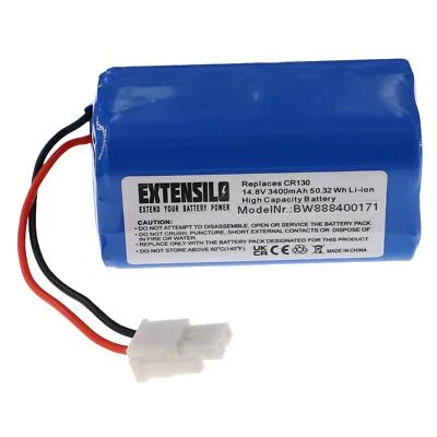 EXTENSILO Batterie pour Ecovacs Deebot CR130 CR120 DL33 CEN646 DG800 CEN660 3400mAh 14,8V
