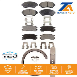Front Rear Ceramic Brake Pads And Parking Shoes Kit For Cadillac DeVille
