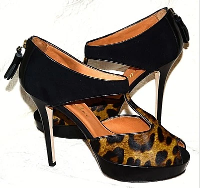 $495 Nuevo en Caja Bettye Muller Ultra Pony Fantasía Becerro Leopardo Cuero Zapatos 40 Foto 1 de 3