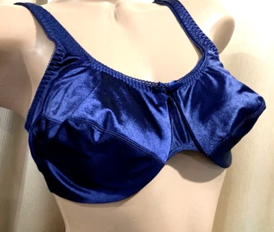 Sujetador satinado secreto segunda piel brillante de nailon spandex azul marino 38C de colección Foto 1 de 4