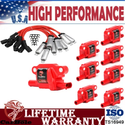 8 Set Square Ignition Coils & Spark Plug Wire For Chevy GMC Silverado 1500 Tahoe - Image 1 of 4