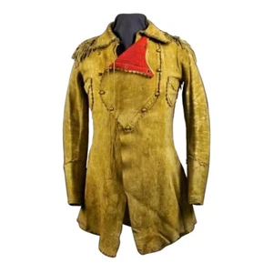 Men's Suede Leather Fringe Jacket Western Cowboy Native American Coat War Shirt - Picture 1 of 3