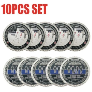 10Pcs Police Officers Thin BlueLine Law Enforcement Commemorative Challenge Coin - Picture 1 of 11
