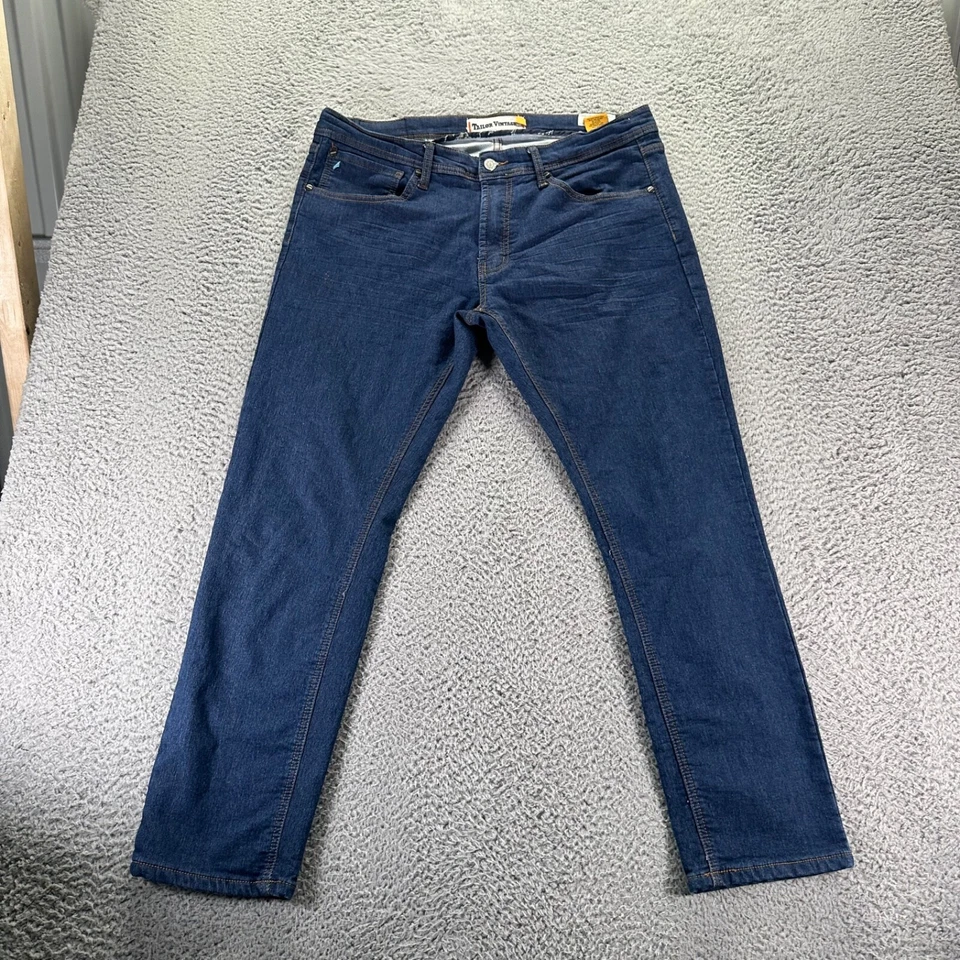 Jeans Tailor Vintage Para Hombre 36x30 Azul Algodón Lavado Oscuro Elastizados Ajustados Rectos Foto 1 de 4