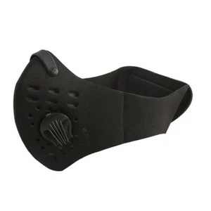 Black Neoprene Face Mask Riding Mask with Valves + Carbon Filter Washable V4 - Picture 1 of 9