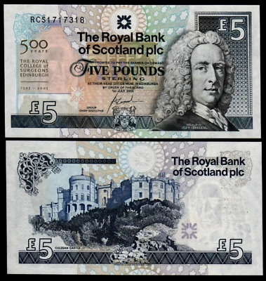 Scotland £5 POUNDS P-364 2005 Royal College of Surgeons Commemorative UNC NOTE - Image 1 of 4