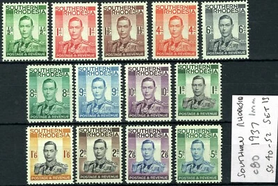 SOUTHERN RHODESIA KGVI Stamps 1937 Set{13} SG.40-52 Mint MM & UMM Cat £85 SS2152 - Image 1 of 4