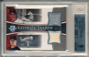 2006 Ultimate Tandem Materials GAYLORD PERRY MATT CAIN Dual Jersey SP #/25 BGS 9