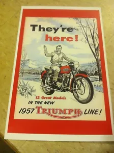 Póster vintage 1957 Triumph mejor motocicleta decoración del hogar hombre arte Navidad T442 - Imagen 1 de 1