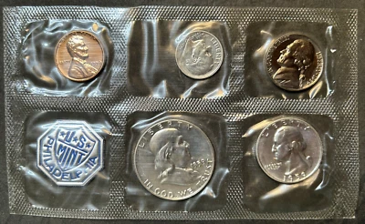 1959 P -US Mint Set 90% Silver Franklin, Quarter,dime. 5c,1c Coins/ No Paperwork - Image 1 of 2