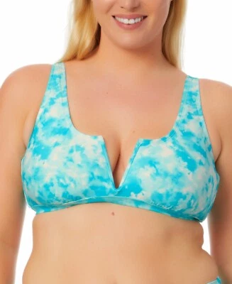 California Waves Tie-Dyed V-Wire Bralette Blue & White - Pick Size - Image 1 of 4