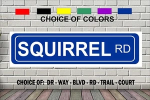 SQUIRREL RD Street Sign 4 x 18" ALL Metal Novelty Slogan ANIMALS - Picture 1 of 1