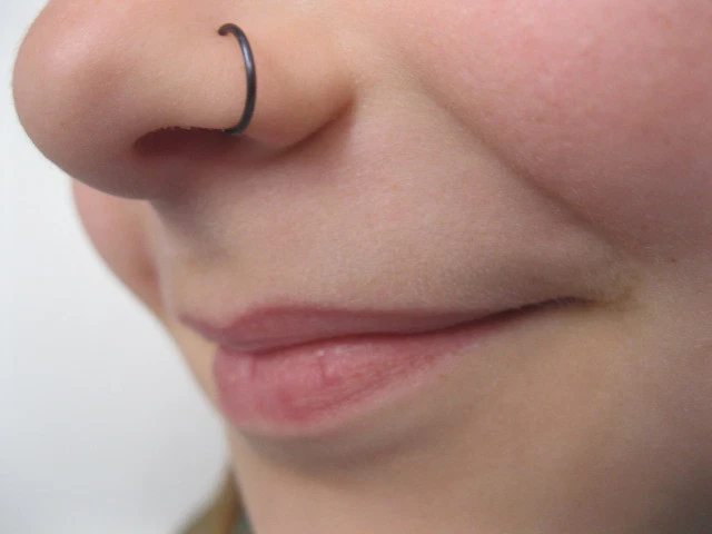 Funky "Hematite" Endless Hoop Nose Ring  10mm 20g /Cartilage, Helix, Tragus.. - Image 1 of 1
